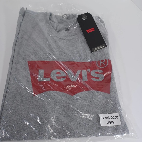 Levi's Size L Heather Gray with Red Logo Set-in Tee NEW - Picture 2 of 7
